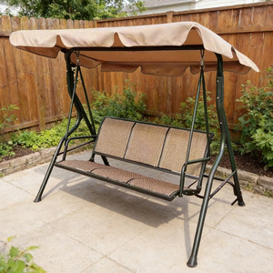 Fauteuil suspendu de <span class=keywords><strong>jardin</strong></span> moderne 3 places avec auvent, siège confortable pour terrasse, utilisation extérieure, cour, parc - Product Image 5