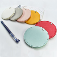 Miroir de maquillage compact rond en cuir PU rotatif avec logo personnalisé, idéal pour les cadeaux, vente en gros