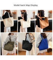 Tas Tote Kain Wanita JOYSUN Gaya Jepang, Kapasitas Besar, Model Selempang, Dilengkapi Resleting