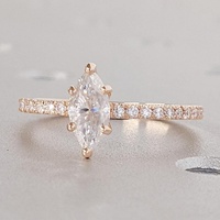 Bague de fiançailles en or massif 10K/14K/18K avec diamant de laboratoire solitaire taille marquise 2 carats, sertie pavé sur mesure, certifiée IGI CVD/HPHT