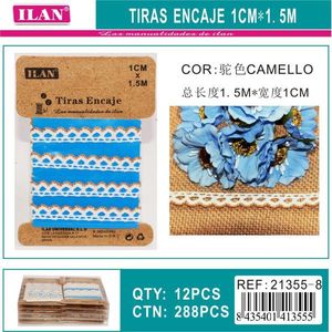 Cinghie in pizzo ILAN 1 cm x 1,5 m colore cammello per artigianato e cucito - Product Image 3