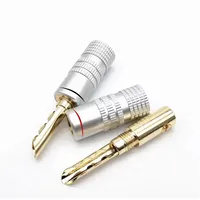 Conector Banana de 4 mm, Chapado en Oro de 24K, Conector Macho para Altavoz, Negro y Rojo