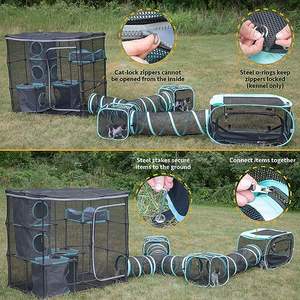 Tenda Pop-Up per Animali da Esterno con <span class=keywords><strong>Tunnel</strong></span> Pieghevoli per Gatti, Recinto per Gatti da Interno, Prodotti per Animali con Motivi di Cani e Gatti, Imballaggio in Cartone - Product Image 2