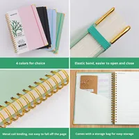 Carnet A4 esthétique à spirale épaisse, cahier d'exercices pour étudiants, couverture en papier, idéal pour l'apprentissage transfrontalier, style esthétique A4