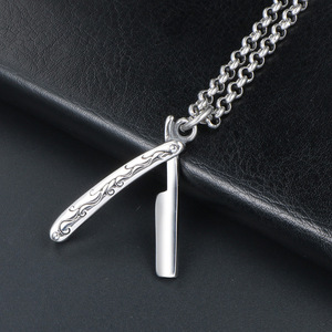 Collar Minimalista con Diseño de Navaja de Afeitar, Colgante de Acero Inoxidable, Accesorio de Moda para Hombre SP725 - Product Image 3