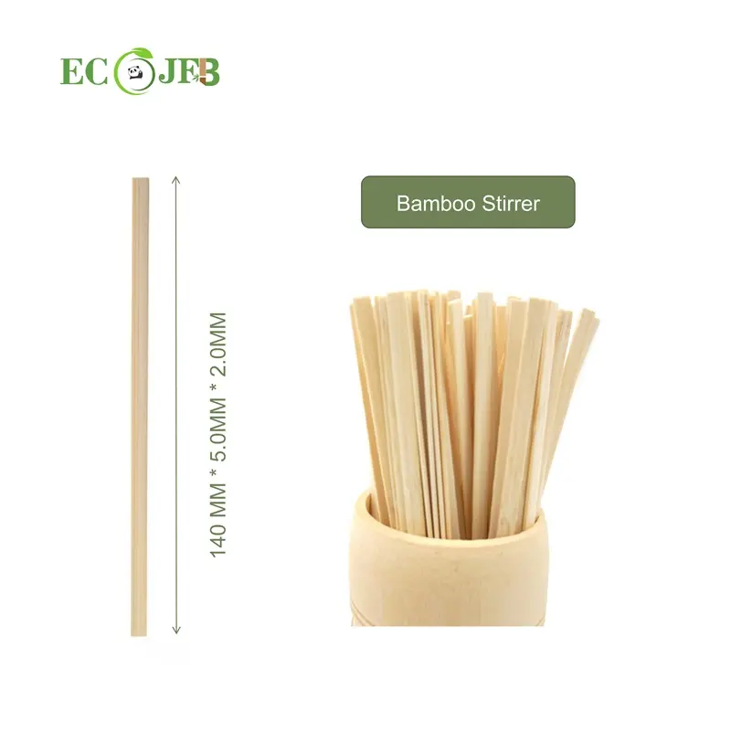 Agitador de bambu natural ecológico 140*5*2.0mm para café