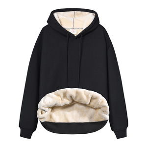 Forrado invierno <span class=keywords><strong>Veet</strong></span> abrigo cálido manga larga pulóver Tops sólido sudadera hombres grueso polar sudaderas con capucha - Product Image 1