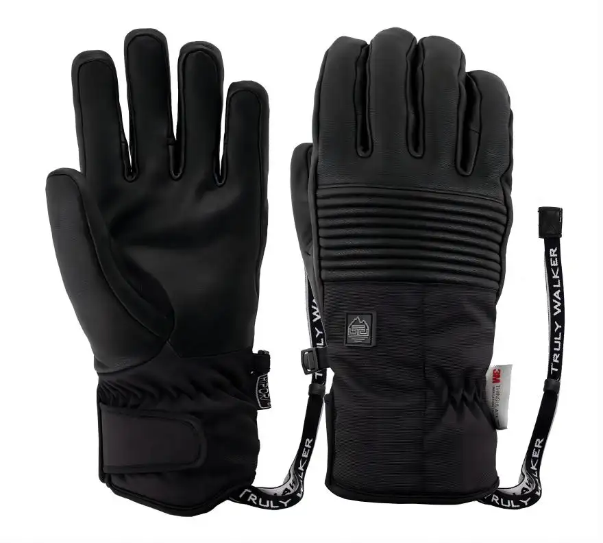 Anti-slip Men Leather Ski Gloves Full Finger Riding Gloves Thermal Motorcycle Motocross Gloves