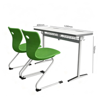 Unité d'étude scolaire ergonomique à structure métallique pour deux élèves, mobilier durable et écologique pour salle de classe, maison ou bureau