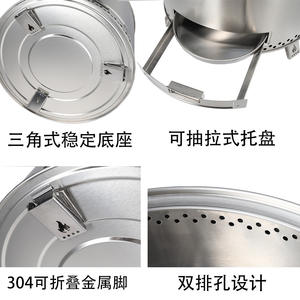 Estufa de Leña Portátil Redonda para Exteriores, Brasero de Acero Inoxidable con Cubierta y Herramientas para Acampar y Cocinar - Product Image 3