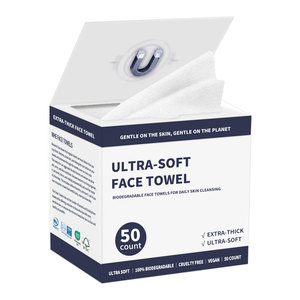 Logo personnalisé 50 Ct 100% USDA Biobased Face Towelette Démaquillant Lingettes Sèches <span class=keywords><strong>Serviette</strong></span> Visage <span class=keywords><strong>Jetable</strong></span> Ultra Douce - Product Image 1