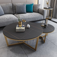 Mobilier de salon rond, moderne, blanc, centre de table, ensemble table basse en marbre