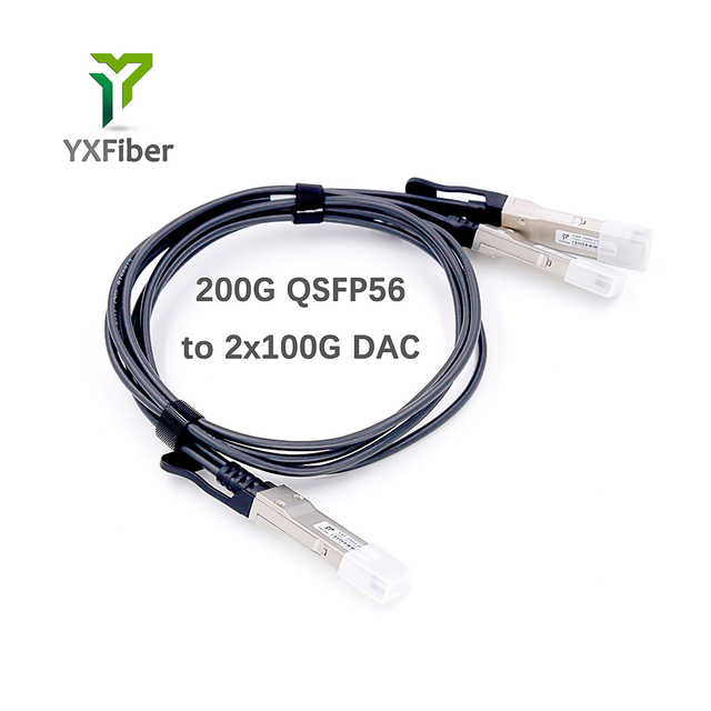200G QSFP56 to 2x100G QSFP56 DAC 0.5m 1m 2m 3m PAM4 Passive Direct Attach Copper Breakout Cable