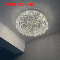 Plafonnier en cristal simple pour salon, éclairage principal et chambre à coucher, LED haut de gamme, ultra-fin, luxueux et sophistiqué