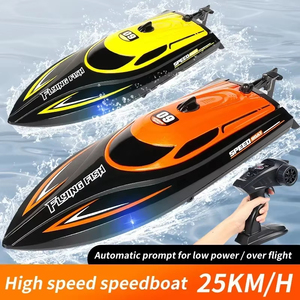 Bateau RC HJ812 2.4G 4CH étanche, bateau de course électrique haute vitesse 25 km/h avec lumière LED, jouets pour enfants pour lacs et piscines en plein air - Product Image 2