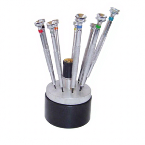 Jeu de tournevis professionnel pour horlogers, 9 pièces, avec support rotatif et lames de rechange pour outils de réparation de montres de précision | GS2081 - Product Image 1