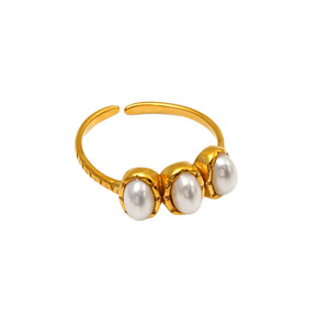 Anillos de Acero Inoxidable con Piedra Turquesa, Chapados en Oro de 18k, Anillo Ajustable de Acero Titanio para Mujer - Product Image 2