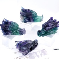 Nouveau produit guérison cristal pierre artisanat Fluorite Dragon crâne sculptures Sculpture pour ornement