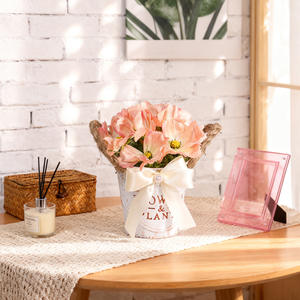 Bouquet de fleurs artificielles de <span class=keywords><strong>cerisier</strong></span> et de phalaenopsis en pot, style pastoral, pour décoration de bureau et de maison - Product Image 1