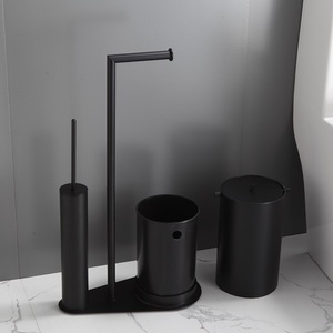 Porte-papier hygiénique multifonctionnel en acier inoxydable 304 <span class=keywords><strong>Brosse</strong></span> <span class=keywords><strong>de</strong></span> <span class=keywords><strong>toilette</strong></span> noire avec bac à poussière - Product Image 4