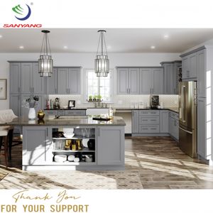 Vente en gros Bois massif Américain Standard Taille Gris Moderne Shaker <span class=keywords><strong>Peinture</strong></span> Armoires de cuisine Thaïlande Prix d'usine bon marché - Product Image 2