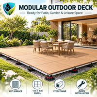 En stock, terrasse modulaire en WPC pré-assemblée grand format, hauteur réglable, support flexible pour l'extérieur
