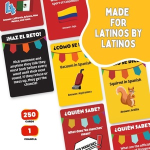 Nouveau jeu de cartes bilingue hispanique <span class=keywords><strong>latino</strong></span> transfrontalier 'Como Se Dice' pour fêtes et jeux de société - Product Image 2