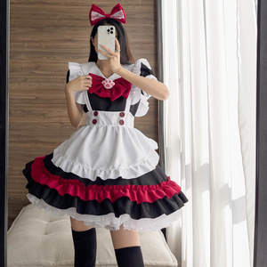Halloween Vampire Maid Lolita Costume Black Red Polyester Cosplay Anime Role Play Outfit Spring 2023 - Product Image 2