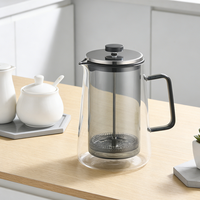 Presse à café classique en verre borosilicate de qualité alimentaire, résistante à la chaleur, écologique, 350/1000 ml