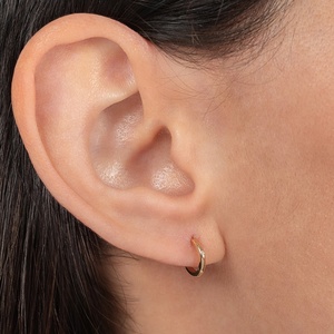 Joyería fina Plata de Ley 925 Pendientes de aro de circón con ajuste de garra de oro de 14K para mujer - Product Image 3