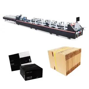 Imported hot melt adhesive system 4-6 points pet pvc corrugated cardboard box folder gluer machine