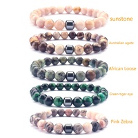 Bracelet pour Homme et Femme en Perles de Lave et Pierres Naturelles Étirables, avec Breloques Magnétiques de 8 mm – Vente Chaude en Gros Personnalisée