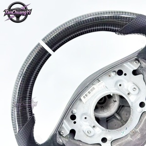 Volant de voiture en cuir et fibre de carbone avec palettes de changement de vitesse pour Mercedes SL550 Classe E W211 E350 E500 2003-2009 - Product Image 4