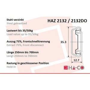 Scorrimento telescopico a estensione parziale 2132 - HA-CO - Product Image 2