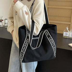 Özel baskılı büyük Tote çanta son geri dönüşümlü pamuk iş Tote mektup Logo desen kullanımlık tuval kumaş benzersiz tasarım - Product Image 6