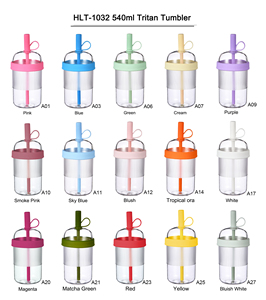 New 540ml Tritan <b>Straw</b> Cup With Hand Grip Reusable Eco-Friendly Waterproof Multicolor Cross-Border Portable for Milk Tea Coffee - Product Image 6