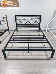 <span class=keywords><strong>Lit</strong></span> simple en métal taille Queen avec tête de <span class=keywords><strong>lit</strong></span>, cadre en <span class=keywords><strong>fer</strong></span> <span class=keywords><strong>forgé</strong></span> moderne, meubles en acier avec rangement pour chambre à coucher ou hôtel - Product Image 5