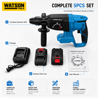 Kit de perceuse à percussion rotative sans fil avec 2 batteries et chargeur, fourni par l'usine, OEM ODM, vente en gros