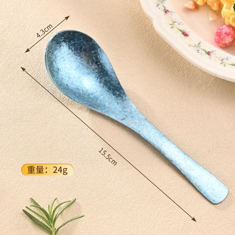 Pure titanium earl spoon small-crystal blue