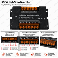 Penguat Sinyal RGBW Kecepatan Tinggi DC 5-24V 4 Kanal 10A X 4CH Terminal Sekrup untuk Kit Pengontrol Strip LED RGBW