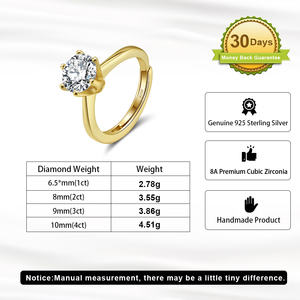 Anillo de Eternidad RINNTIN LZR36 Personalizado con Circonita Cúbica 8A, Joyería de Plata de Ley 925 con Circonita Cúbica para Mujer, Anillo de Compromiso con Diamantes - Product Image 5