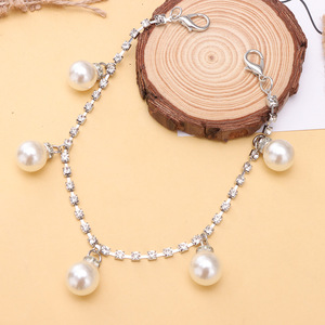 Cadena para zapatos con colgante de perlas de diamante para mujer, accesorio de moda con perlas de imitación blancas, joyería para zapatos de lona de uso diario - Product Image 4