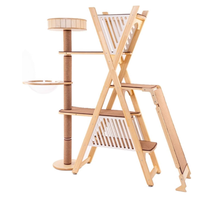 Grand arbre à chat moderne, luxueux, écologique et mignon, avec tour autoportante en bois et hamac, de haute qualité, emballé en carton OEM pour chats
