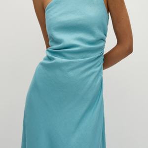 Vestido Midi de Lino para Mujer, Cintura Alta, Algodón Satinado, Corte Holgado, Casual, Verano, Transpirable, Sexy, Venta al Por Mayor OEM - Product Image 2