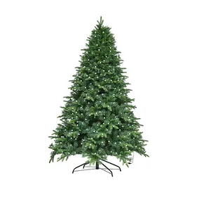 Duoyou PE+PVC green artificial christmas trees warm and function LED light christmas tree decorations