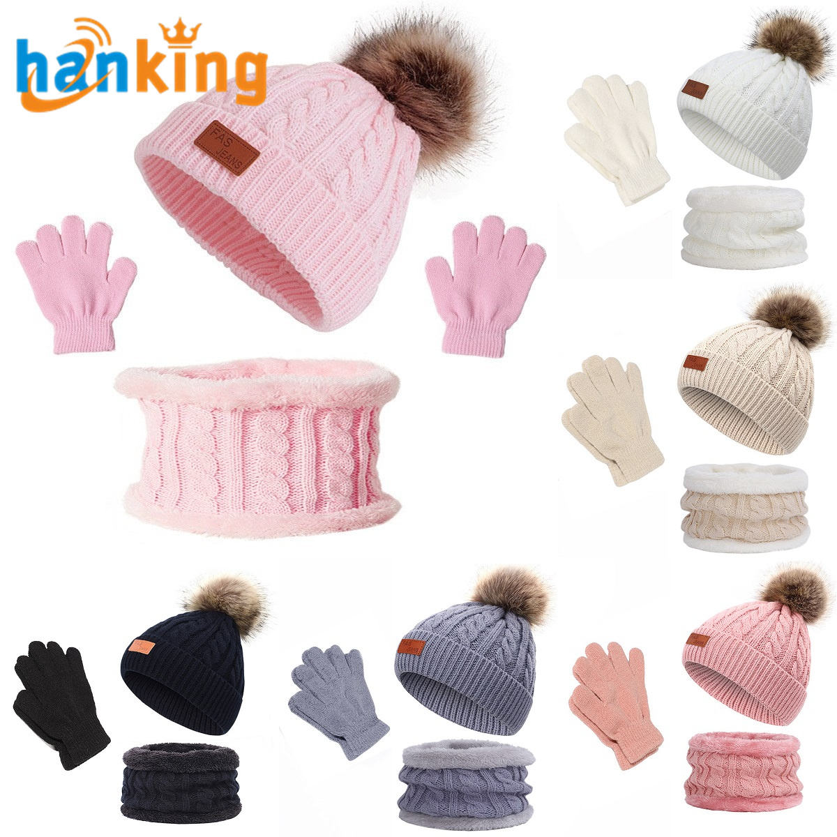 Style A-Hat Scarf And Glove 3 pcs set
