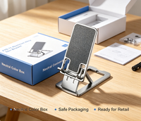 Support de téléphone de bureau en aluminium multi-pliable avec bras télescopique réglable en hauteur et base creuse pour dissipation thermique