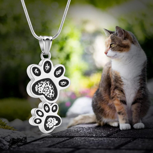 Perhiasan kremasi hewan peliharaan untuk abu untuk anjing/kucing kalung guci cetak kaki ganda untuk Kalung guci abu kenangan - Product Image 3