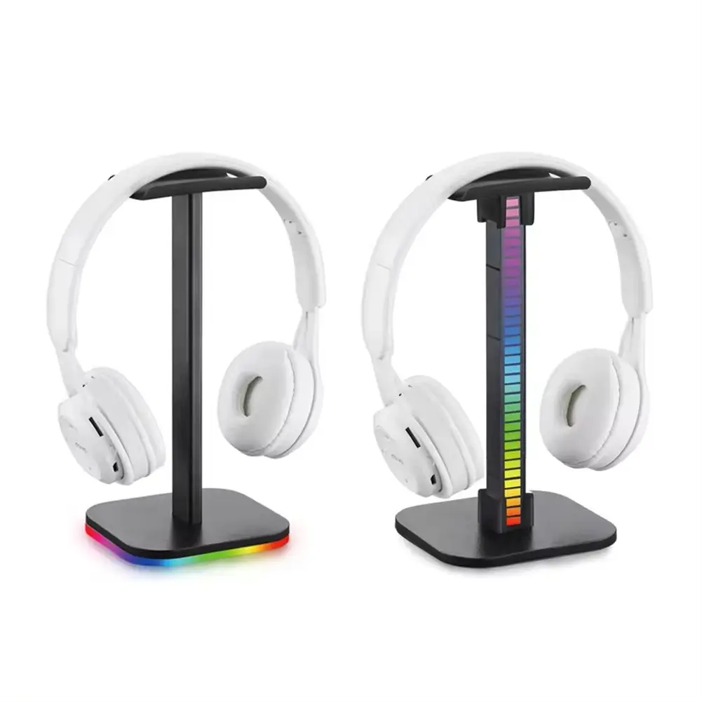 Soporte RGB para auriculares para juegos, soporte para pantalla de escritorio, colgador de soporte, Base LED, luz de recogida USB, soporte para auriculares