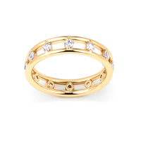Bague empilable Gemnel en zircone cubique, alliance éternité plaquée or 18 carats, double bande ajourée pour femme, bijou cadeau